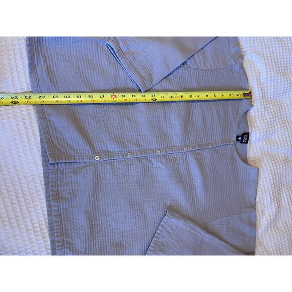 Eileen Fisher Light Gray 100% Cotton Minimalist Boxy Lightweight Cardigan Small - Picture 7 of 10